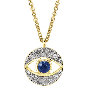 0.09 ct Round Diamond and Sapphire Fashion Necklace set in 14KT Yellow Gold NK5203Y45SB
