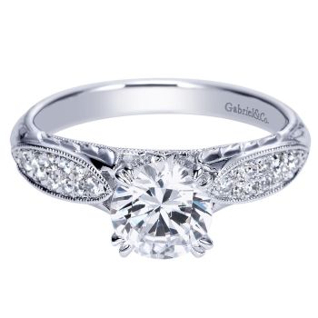 14K White Gold 0.30 ct Diamond Straight Engagement Ring 