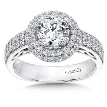Halo Engagement Ring in 14K White Gold with Platinum Head (0.67ct. tw.) /CR616W