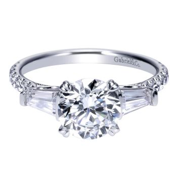 14K White Gold 0.60 ct 3 Stones Diamond Engagement Ring Setting ER9045W44JJ