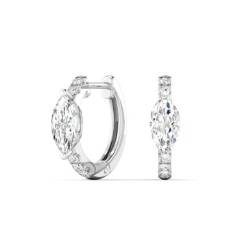 0.70Ct 14Kt Gold Lab Grown Diamond Marquise Center Huggies Earrings E-F Color VS1 Clarity