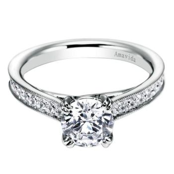 18K White Gold 0.27 ct Diamond Straight Engagement Ring Setting ER6194W83JJ