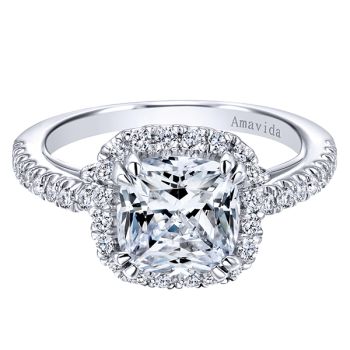18K White Gold 0.50 ct Diamond Halo Engagement Ring Setting ER11352C8W83JJ