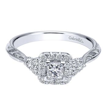 0.46 ct Pre-Set Engagement Ring
 14k White Gold Diamond Halo /ER910527W44JJ.CSD4-IGCD