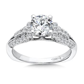 Modernistic Collection Engagement Ring With Side Stones in 14K White Gold with Platinum Head (0.39ct. tw.) /CR378W