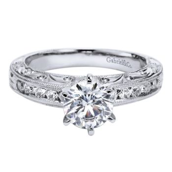 14K White Gold 0.35 ct Diamond Straight Engagement Ring Setting ER4178W44JJ