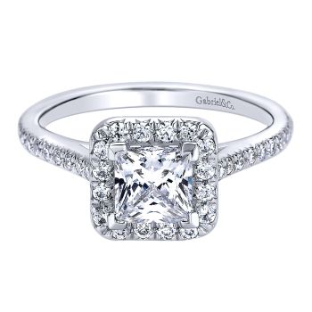 0.38 ct Diamond Engagement Ring - Set in 14k White Gold Diamond Halo /ER9539W44JJ-IGCD