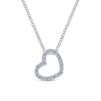 0.12 ct - Necklace
 14k White Gold Diamond Heart /NK2239W45JJ-IGCD
