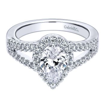 0.36 ct Diamond Engagement Ring - Set in 14k White Gold Diamond Halo /ER9373W44JJ-IGCD