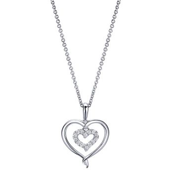 925 Silver Diamond Heart Necklace NK4084SV5JJ