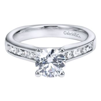 0.42 ct - Diamond Engagement Ring Set in 14k White Gold Straight Setting /ER3965W44JJ-IGCD