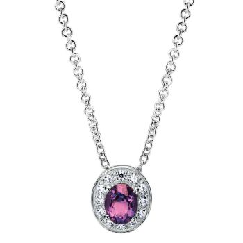 0.09 ct Round Cut Diamond Amethyst Fashion Necklace set in 14KT White Gold NK2865W45AM