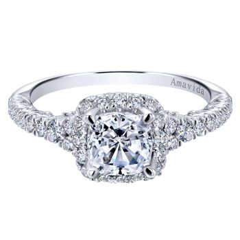 Gabriel & Co 18K White Gold 0.54 ct Diamond Halo Engagement Ring Setting ER11624C4W83JJ