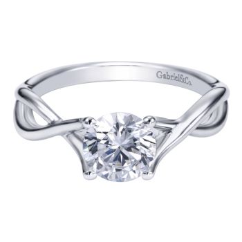 Criss Cross Four Prong Round Solitaire Mounting In 14K White Gold- ER7517W4JJJ