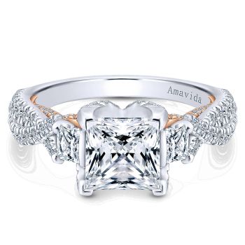 1.04 ct - 3 Stone Diamond Engagement Ring Set in 18k White Gold /ER12891S6T84JJ-IGCD