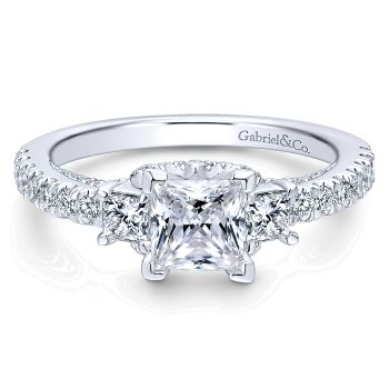 0.86 ct - 3 Stone Diamond Engagement Ring Set in 14K White Gold /ER12662S3W44JJ-IGCD