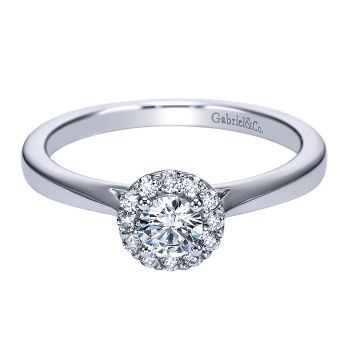 0.15 ct Diamond Engagement Ring - Set in 14k White Gold Diamond Halo /ER7496W44JJ-IGCD