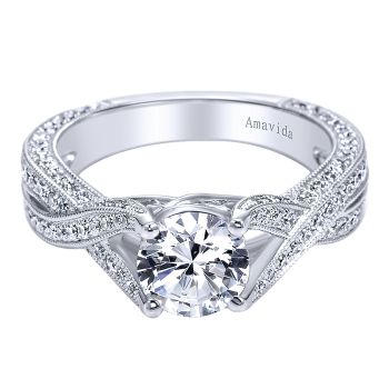 0.73 ct - Diamond Engagement Ring Set in 18k White Gold - Criss Cross /ER6333W83JJ-IGCD