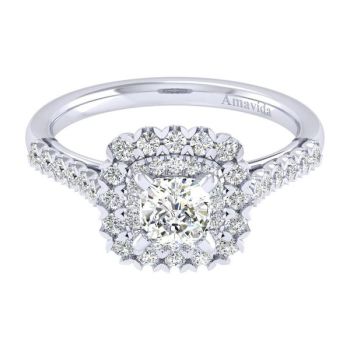 Gabriel & Co 18K White Gold 0.57 ct Diamond Halo Engagement Ring Setting ER11845W83JJ