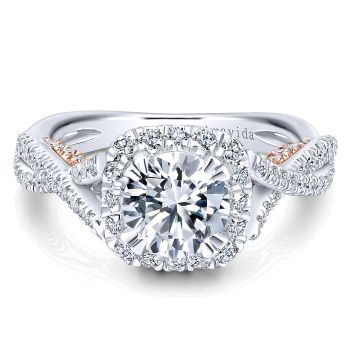 0.81 ct - Diamond Engagement Ring Set in 18k Two Tone Diamond Halo /ER12982R4T83JJ-IGCD