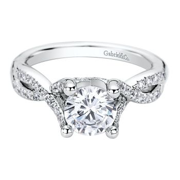 0.44 ct - Diamond Engagement Ring Set in 14k White Gold Split Shank /ER9286W44JJ-IGCD
