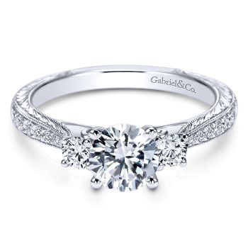 0.35 ct - 3 Stone Diamond Engagement Ring Set in 14K White Gold /ER7287W44JJ-IGCD