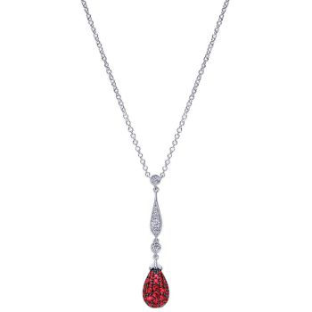 0.14 ct Round Cut Diamond and Ruby Fashion Necklace set in 14KT White Gold NK4374W45RB
