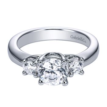0.50 ct - 3 Stone Diamond Engagement Ring Set in 14K White Gold /ER3814W44JJ-IGCD