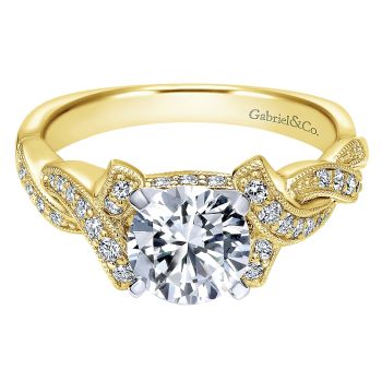 0.26 ct - Diamond Engagement Ring Set in 14k Yellow/white Criss Cross /ER10434M44JJ-IGCD