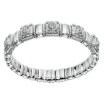 White Sapphire Bangle In Silver 925/Stainless Steel BG3175MXJWS
