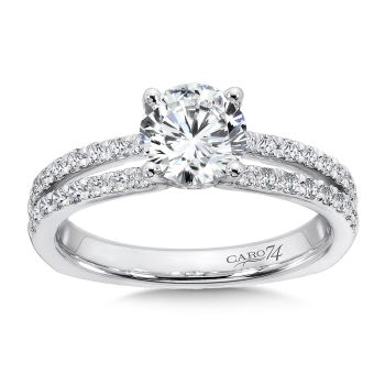 Split Shank Engagement Ring with Side Stones in 14K White Gold (0.33ct. tw.) /CR497W