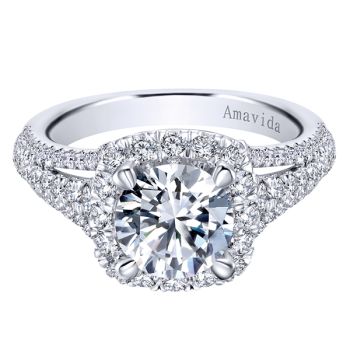 Gabriel & Co 18K White Gold 0.81 ct Diamond Halo Engagement Ring Setting ER11351R6W83JJ