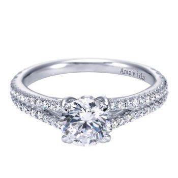 18K White Gold 0.53 ct Diamond Split Shank Engagement Ring Setting ER7237W83JJ