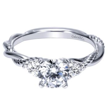 14K White Gold 0.13 ct Diamond Criss Cross Engagement Ring Setting ER8817W44JJ