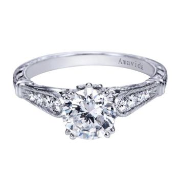 Gabriel & Co Platinum 0.14 ct Diamond Straight Engagement Ring Setting ER6495PT3JJ