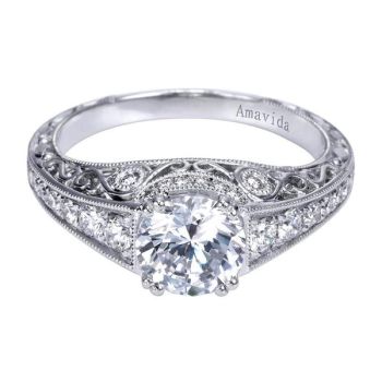 Gabriel & Co Platinum 0.33 ct Diamond Straight Engagement Ring Setting ER6515PT3JJ