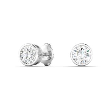 0.50ct 14Kt Gold Lab Grown Diamond Round Bezel Studs Earrings E-F Color VS1 Clarity