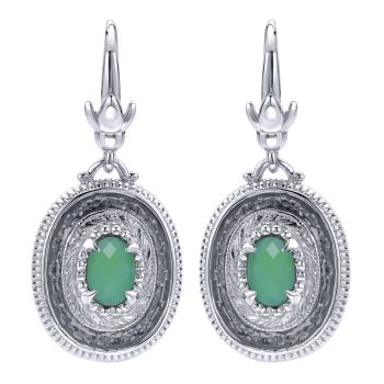 925 Silver Green Onyx Drop Earrings EG11883SVJGO