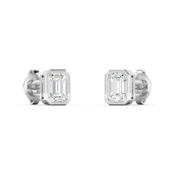 Modern 0.50ct Lab Grown Diamond Emerald Bezel Earrings in 14Kt Gold | E-F Color VS1