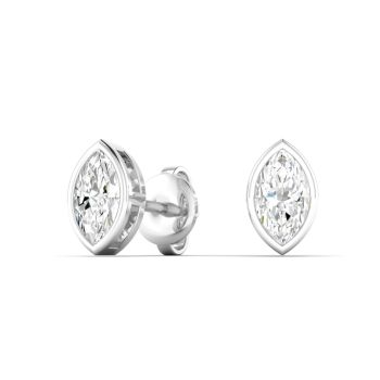 0.50ct 14Kt Gold Lab Grown Diamond Marquise Bezel Studs Earrings E-F Color VS1 Clarity