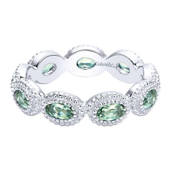 1.77 - Ladies' Ring
 925 Silver Green Amethyst Stackable /LR5930-75SVJGA-IGCD