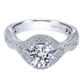 Gabriel & Co 18K White Gold 0.56 ct Diamond Split Shank Engagement Ring Setting ER10954W83JJ