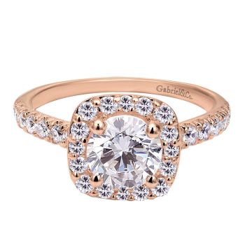14K Rose Gold Diamond halo engagement ring 