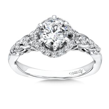 Modernistic Collection Six-prong Engagement Ring With Diamond Side Stones in 14K White Gold with Platinum Head (0.26ct. tw.) /CR366W