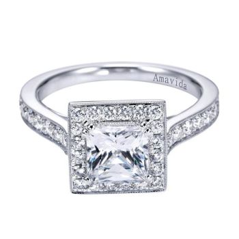 Gabriel & Co 18K White Gold 0.63 ct Diamond Halo Engagement Ring Setting ER7053W83JJ