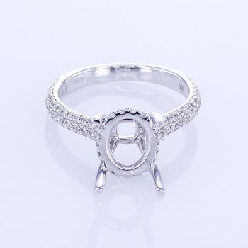 0.65CT 18KT WHITE GOLD OVAL PAVE DIAMOND ENGAGEMENT RING SETTING KR14239AXD300-1-IEBD