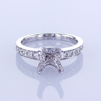 0.87CT 18KT WHITE GOLD PRINCESS DIAMOND ENGAGEMENT RING CHANNEL SETTING W PRONG KR06037XD150-1-IEBD