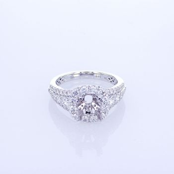 1.17CT 18KT WHITE GOLD ROUND DIAMOND ENGAGEMENT RING SETTING KR10736XD100A-1-IEBD 