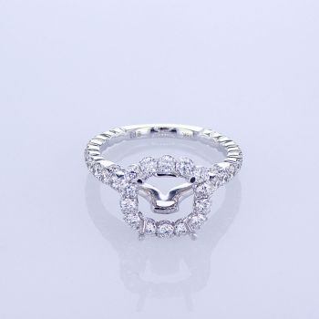 1.40CT 18KT WHITE GOLD ROUND 4 PRONGS W/ STRAIGHT DIAMOND ENGAGEMENT RING SETTING KR10988XD200-1-IEBD