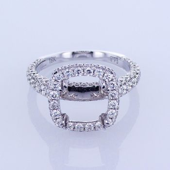 1.40CT 18KT WHITE GOLD CUSHION HALO DIAMOND ENGAGEMENT RING CHANNEL SETTING KR11022XD200A-2-IEBD 